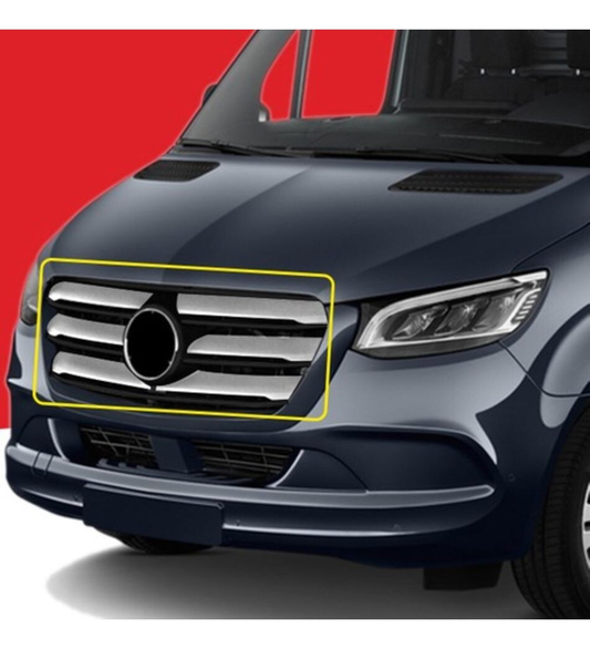 Mercedes Sprinter W907 geniş model krom ön panjur 2019 ve sonrası 6 parça paslanmaz çelik