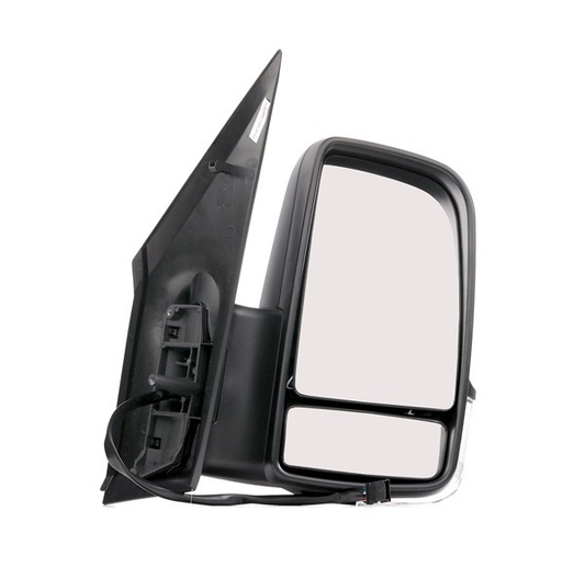 Sprinter Crafter A9068106116 sağ dış dikiz aynası, üst ve alt ayna camları ile bağlantı kolunun görünümü