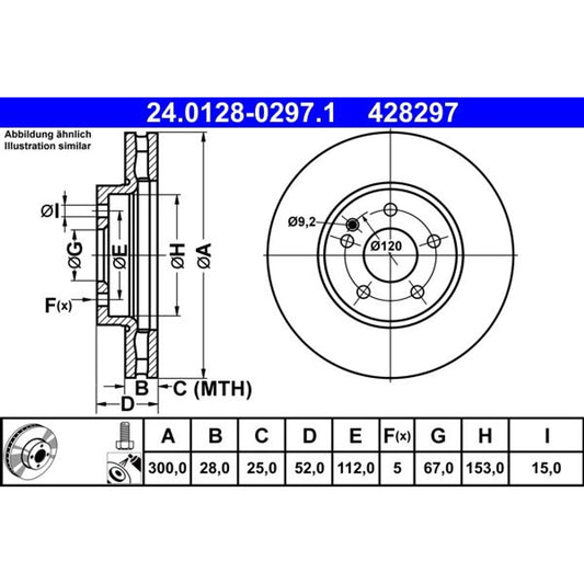 Fren Diski Ön Vito W447 14 > | 2 Adet | ATE 24.0128-0297.1